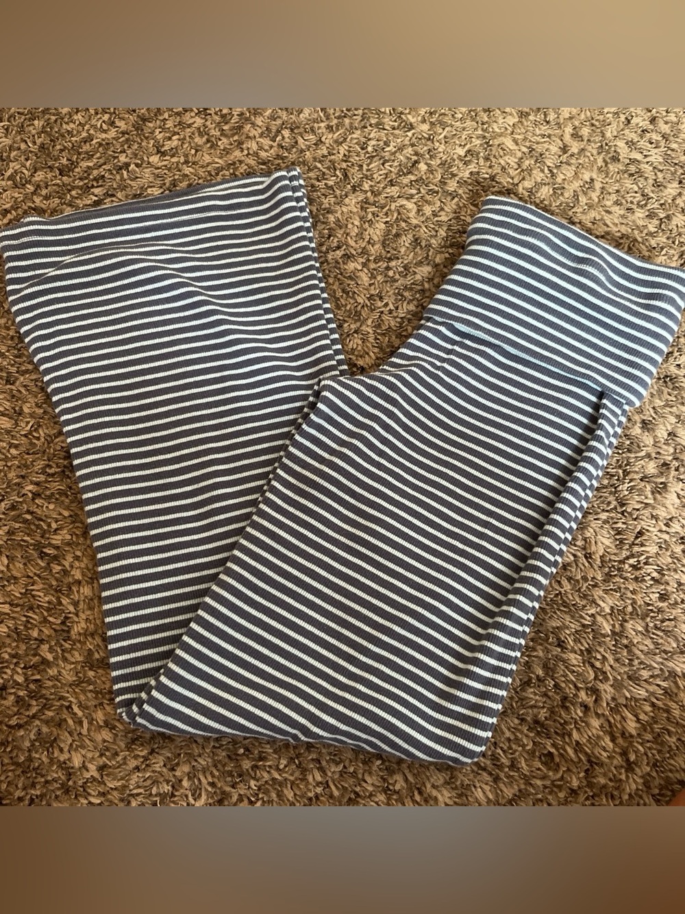 Girls XL Art Class light blue and dark blue striped flare pants